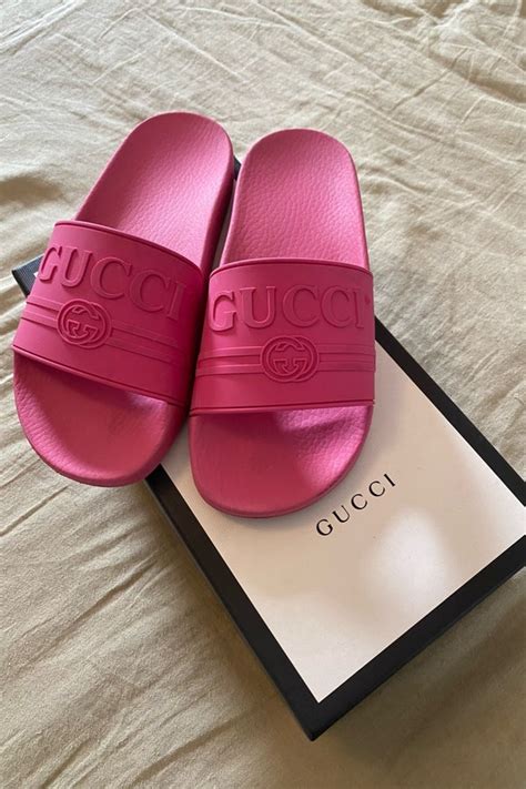 gucci pearl heels|hot pink gucci slides.